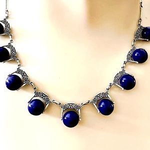 ART DECO PERIOD, CZECH GLASS STERLING SILVER NECKLACE